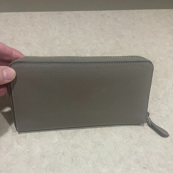 Coach Taupe Pebbled Leather Zip Around  Wallet - Picture 2 of 4